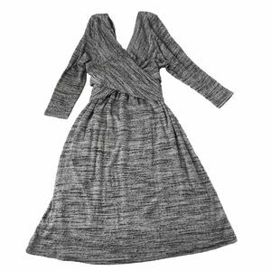 Anthropologie Amadi Fara Surplice Faux Wrap Dress Lola Gray 3/4 Sleeve Size XS